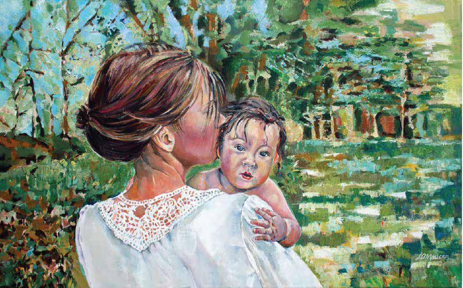 Entrust, Mother & Baby, Acrylic on Canvas, Portrait, 32" x 40"